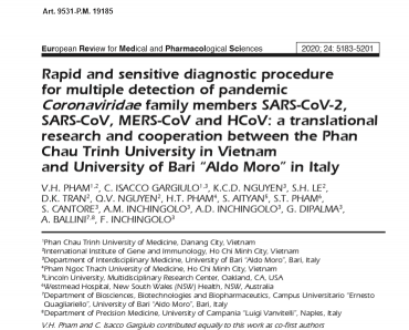 Rapid and sensitive diagnostic procedure for multiple detection of pandemic Coronaviridae family members SARS-CoV-2, SARS-CoV, MERS-CoV and HCoV: a translational research and cooperation between the Phan Chau Trinh University in Vietnam and Universit
