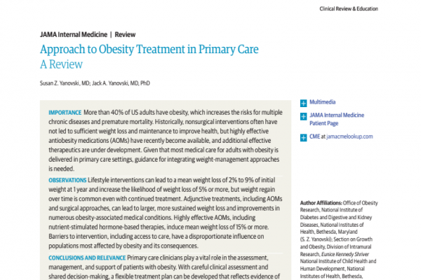 Approach to Obesity Treatment in Primary Care