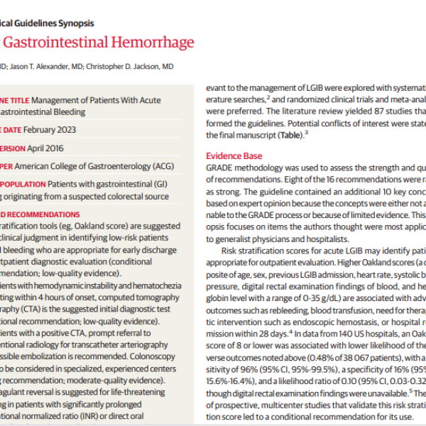 Lower Gastrointestinal Hemorrhage