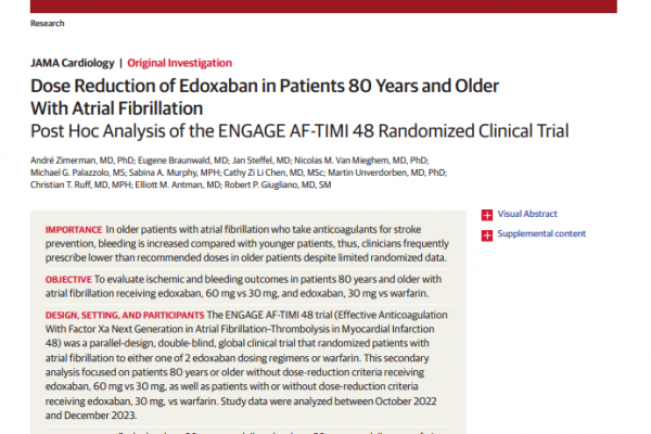 Giảm liều Edoxaban ở bệnh nhân trên 80 tuổi bị rung nhĩ