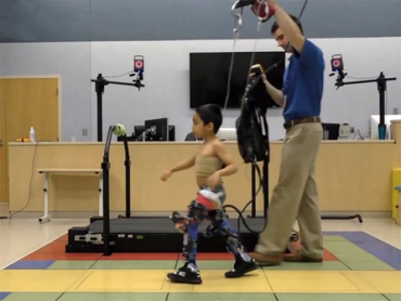 The skeleton helps to improve walking for children with cerebral palsy