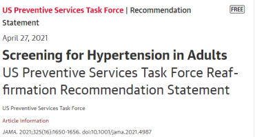 Screening for Hypertension in Adults US Preventive Services Task Force Reaffirmation Recommendation Statement