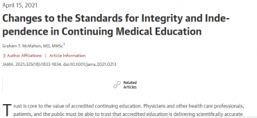 Changes to the Standards for Integrity and Independence in Continuing Medical Education