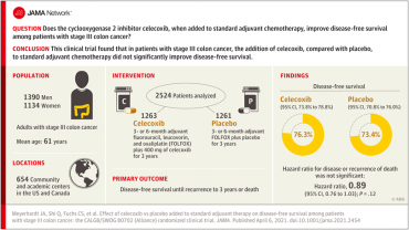 Effect of Celecoxib vs Placebo Added to Standard Adjuvant Therapy on Disease-Free Survival Among Patients With Stage III Colon Cancer